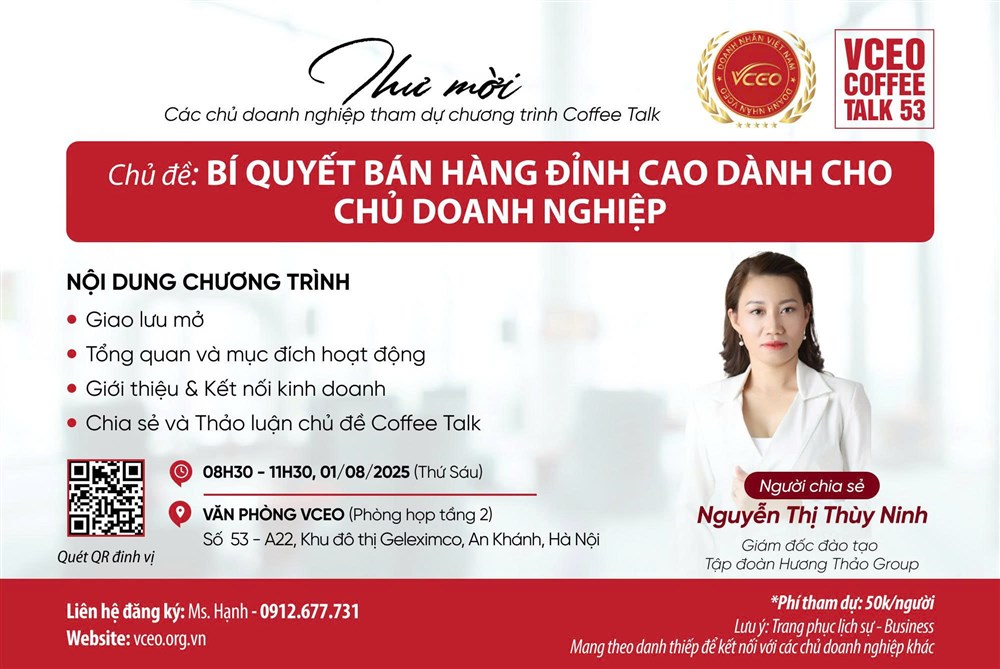 VCEO Coffee talk 53: Bí quyết bán hàng đỉnh cao dành cho chủ doanh nghiệp