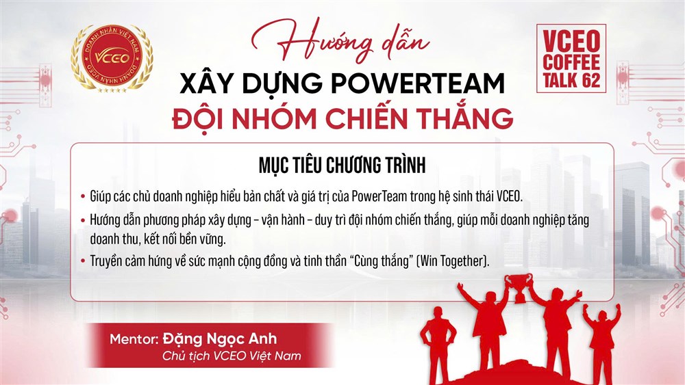 VCEO Coffee talk 62: Hướng dẫn xây dựng Powerteam đội nhóm chiến thắng