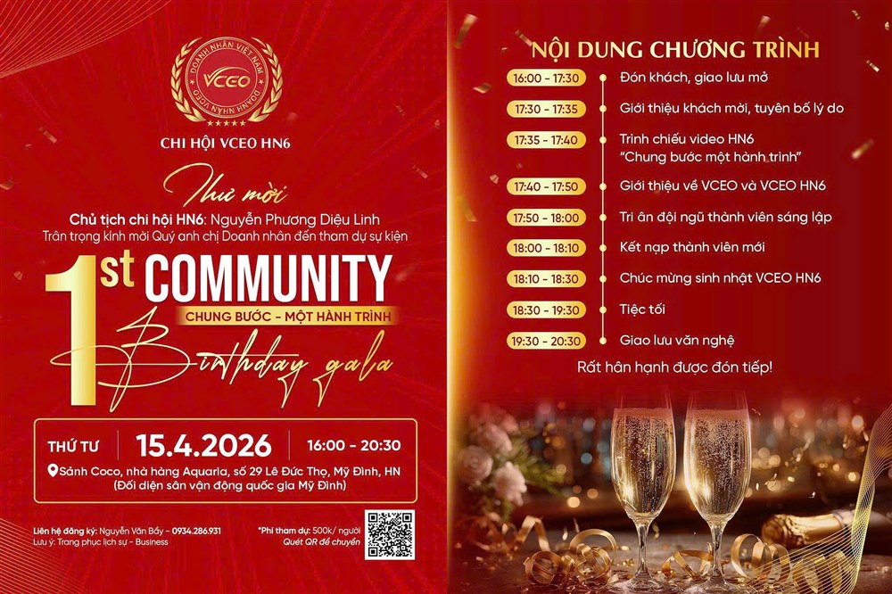VCEO HN6: Thư mời tham dự Gala “Chung bước – Một hành trình” kỷ niệm 1 năm thành lập