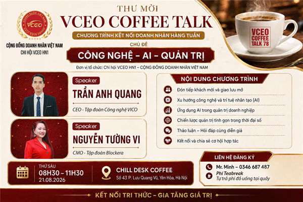VCEO Coffee Talk 78: Công nghệ – AI – Quản trị – Kết nối tri thức, gia tăng giá trị